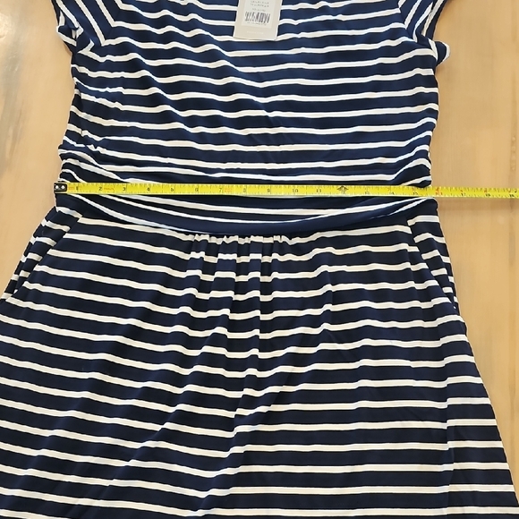 NWT - Boden Navy and White Striped Midi Dress 10 - Picture 9 of 10